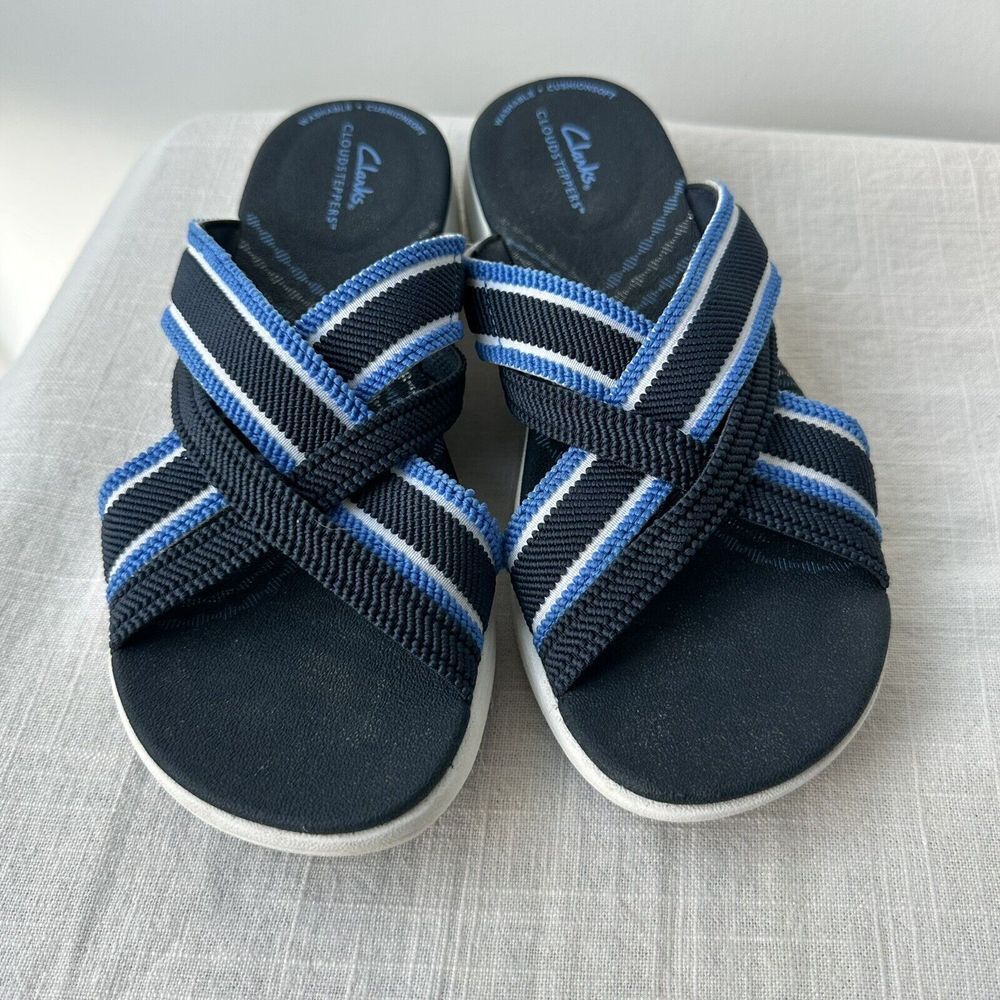 Clarks Cloudsteppers Women's Mire Isle Slide Sport Sandals US Size 6 Navy Blue - Picture 3 of 9